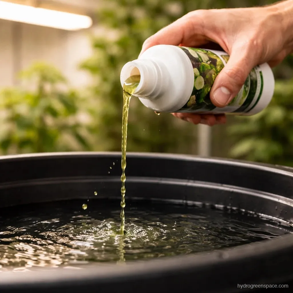 Mixing hydroponic nutrient solution into a reservoir