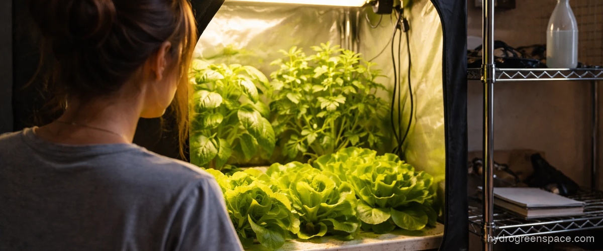 Claire tending her hydroponic grow setup